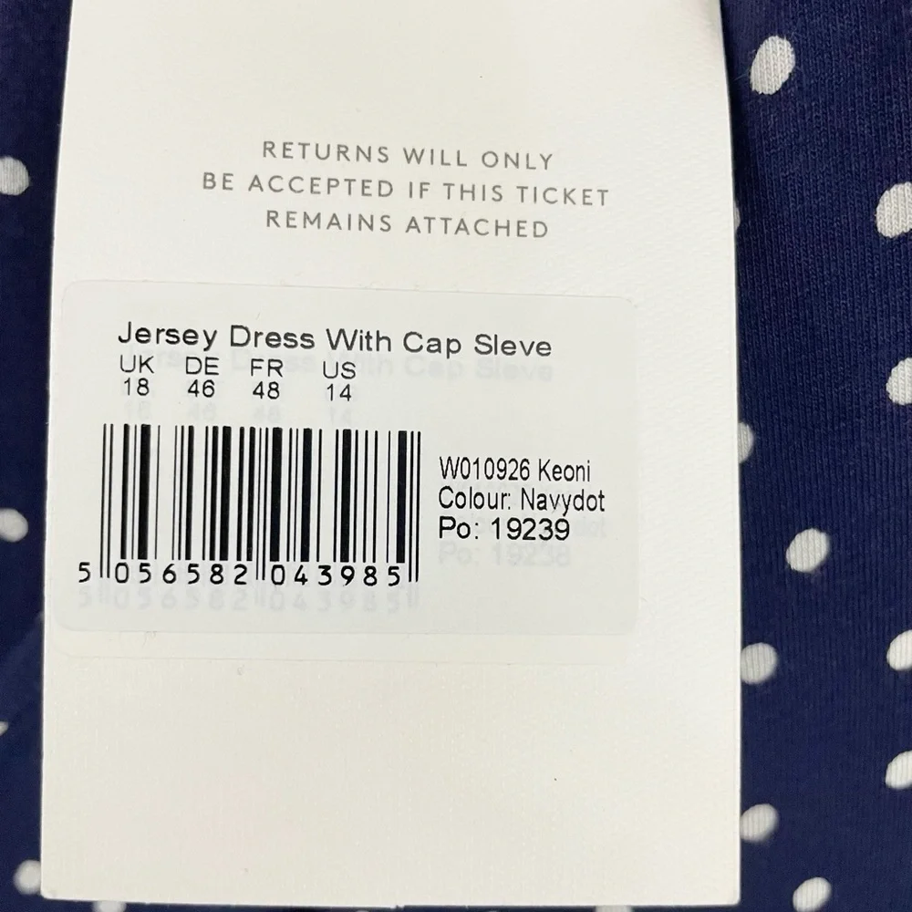 Seraphine Maternity Jersey Knit Dress Cap Sleeve Navy Blue Polka Dot NWT - Picture 5 of 13